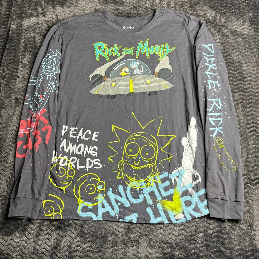 NEW Rick and Morty Characters Graphic Print Long Sleeve T-Shirt Mens Size 3XL